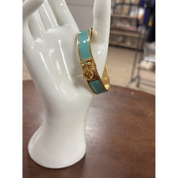 Kate Spade Turquoise And Gold Turn And Lock Bracelet - Picture 2 of 5